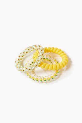 Avocado Spiral Hair Tie Set in Yellow