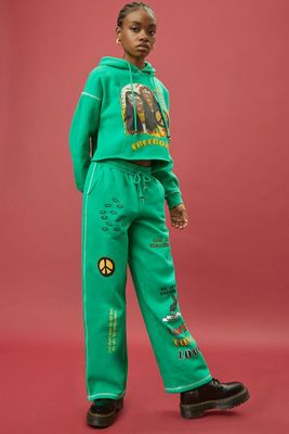 Women's Ron Bass Embroidered Sweatpants in Green Small