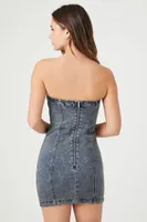 Women's Mineral Wash Denim Tube Mini Dress Medium