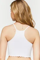 Women's Seamless Lettuce-Edge Cropped Cami in White, M/L