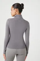 Women's Long-Sleeve Turtleneck Sweater in Grey Small