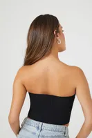 Women's Compact Ribbed Knit Tube Top in Black Medium