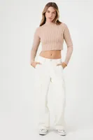 Women's Ribbed Mock Neck Sweater in Pine Bark Small