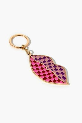 Checkered Lip Keychain in Pink