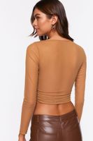 Women's Illusion Neckline Corset Crop Top in Tan Large