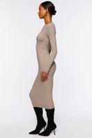 Women's Long-Sleeve Midi Sweater Dress in Oyster Grey, XL