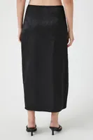 Women's Satin Maxi Slip Skirt in Black Medium