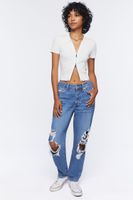 Women's Recycled Cotton Distressed Mom Jeans