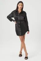 Women's Satin Shirt Mini Dress