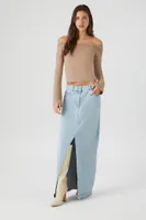 Women's Off-the-Shoulder Crop Top in Taupe Medium