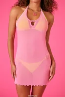 Women's Barbie Mesh Swim Cover-Up Dress in Pink/Light Pink Small