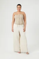 Women's Twill Wide-Leg Pants in Birch, 0X