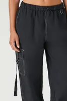 Women's Toggle Drawstring Cargo Joggers in Black Large