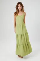 Women's Tiered Cami Maxi Dress in Sage, XS