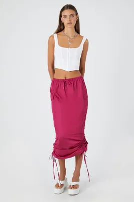 Women's Cargo Midi Skirt in Pink Small