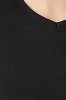 Girls V-Neck Long-Sleeve Top (Kids) in Black, 9/10