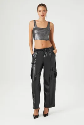 Women's Faux Leather Trouser Cargo Pants