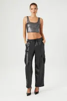 Women's Faux Leather Trouser Cargo Pants