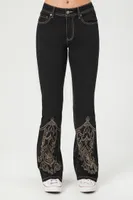 Women's Embroidered Mid-Rise Bootcut Jeans in Black, 27