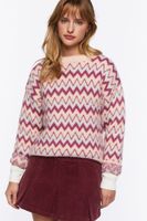 Women's Fuzzy Chevron Print Sweater