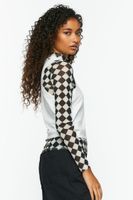 Women's Checkered Print & Cloud Graphic Combo T-Shirt in White Small