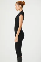 Women's Twisted Sweater Midi Dress in Black Small