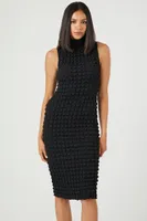 Women's Quilted Bodycon Midi Dress Black