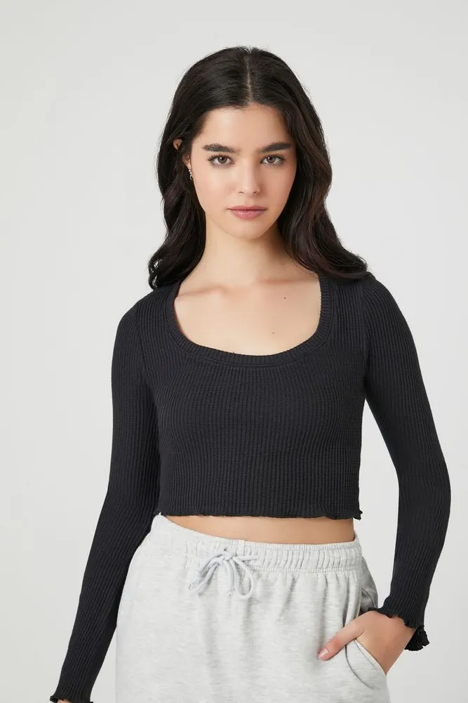 Forever 21 Women's Cropped Rib-Knit Cami in Black Small