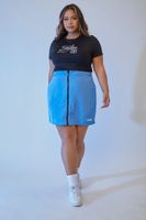 Women's Zip-Up FUBU Mini Skirt in Blue/White, 0X