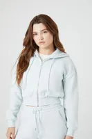 Women's Fleece Zip-Up Hoodie Powder Blue,