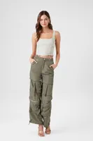 Women's Toggle Drawstring Cropped Tank in Taupe, XL