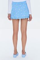 Women's Floral Print Mesh Mini Skirt in Blue Small