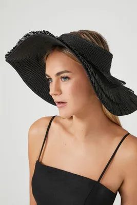 Frayed Straw Visor in Black