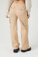 Women's Mid-Rise Straight-Leg Cargo Pants in Taupe Large