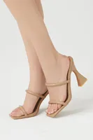 Women's Dual-Strap Spool Heels in Nude, 8