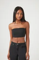 Women's Rhinestone Cropped Tube Top Black