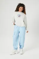 Women's Twill Cargo Joggers in Sky Blue, XL