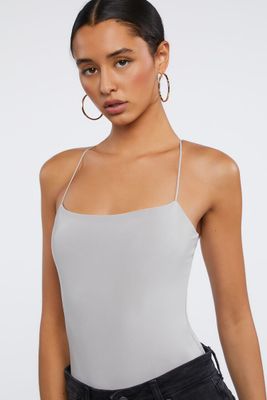 Women's Fitted Cami Bodysuit in Neutral Grey Large