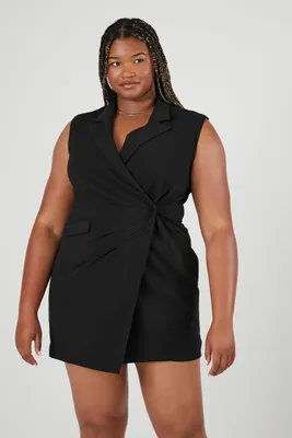 Women's Sleeveless Wrap Dress in Black, 0X