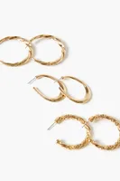 Women's Twisted Hoop Earring Set in Gold