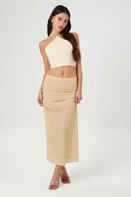 Women's Sheer Maxi Skirt in Nude Small