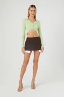 Women's Cropped Cardigan Sweater in Pistachio Small