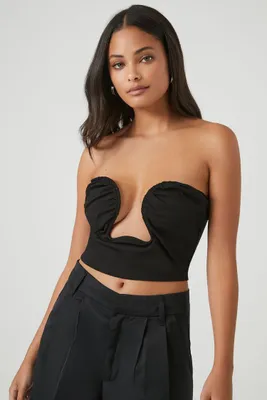 Women's Cutout Cropped Tube Top in Black Medium