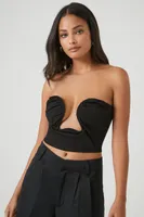 Women's Cutout Cropped Tube Top in Black Large