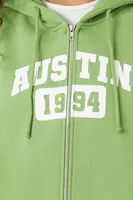 Women's Austin Graphic Fleece Zip-Up Hoodie in Pepper Green Small