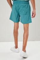 Men Recycled Nylon Drawstring Swim Trunks in Green Medium