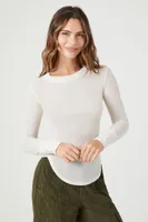 Women's Ribbed Knit Dolphin-Hem Top