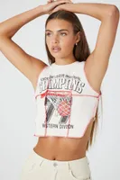 Women's Champions Graphic Cropped Tank Top in Cream Large