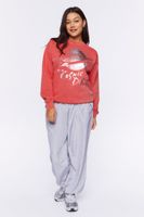 Women's Cosmic Disco Trip Graphic Pullover in Red Large