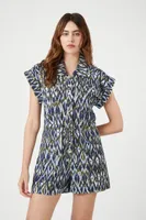 Women's Linen-Blend Geo Print Romper